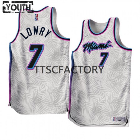 Kinder NBA Miami Heat Trikot Kyle Lowry 7 Nike 2022-23 Earned Edition Weiß Swingman